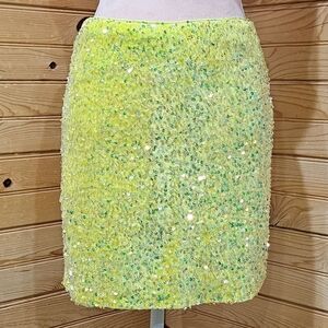 Glamorous Yellow Sequin Pencil Skirt
